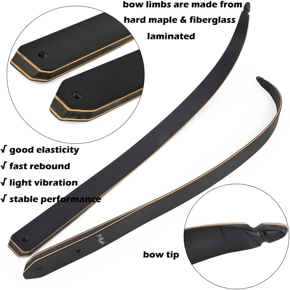 58/60 Inch Archery Takedown Recurve Bow for Adults/Youth 25-65Lbs American Hunting Bow Magnesium Alloy Metal Riser Right Handed