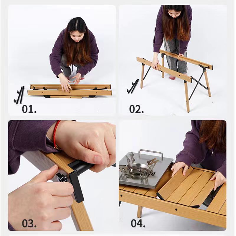 IGT Table with Stove Camping Folding Removable Adjustable Height Lightweight Camp BBQ Grill Table Outdoor Picnic Fishing Table