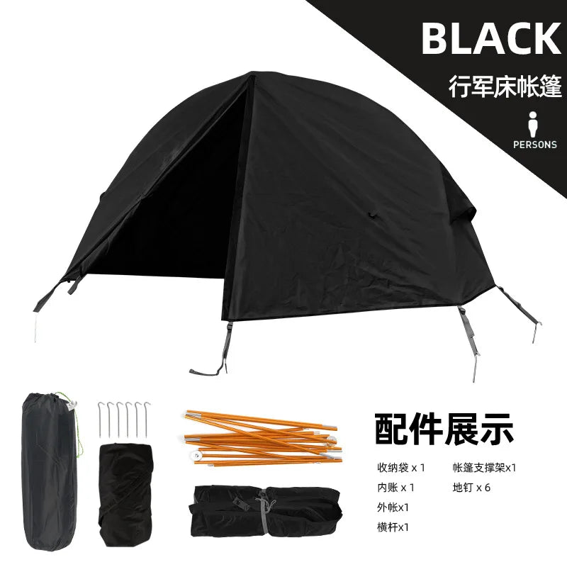 Outdoor Camping Off-the-ground Tent Single-person Easy-to-storage Portable Aluminum Alloy Anti-mosquito Rain-proof Fishing Tent