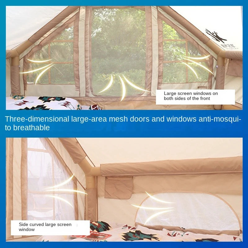 Inflatable Tent Outdoor Tent 6.3㎡ Camping 3-4 People Warm Waterproof Air Tent Automatic Camping Tent Family Camping Tent Travel