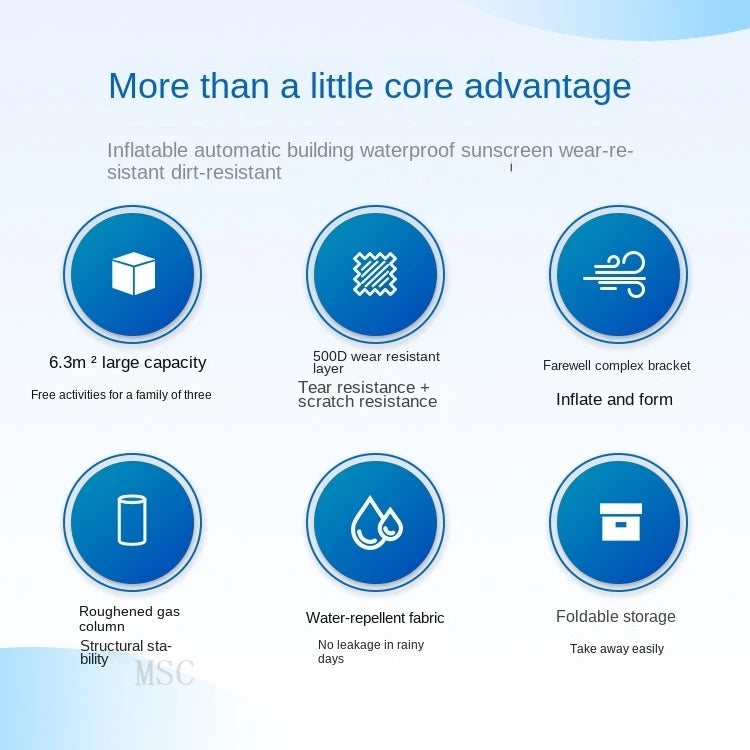 Inflatable Tent Outdoor Tent 6.3㎡ Camping 3-4 People Warm Waterproof Air Tent Automatic Camping Tent Family Camping Tent Travel