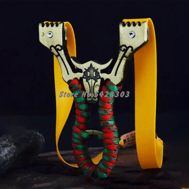 Zinc Alloy Slingshot Catapult for Hunting with Flat Rubber Band Outdoor High-precision Shooting Suitable for Beginners