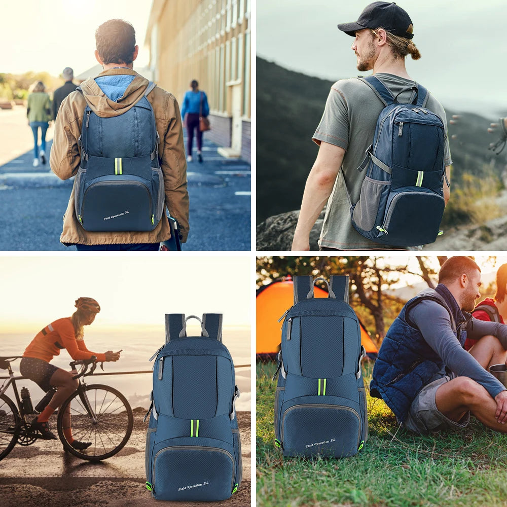35L Outdoor Foldable Waterproof Backpack Lightweight Portable Daypack Bag Large  Hunting Camping Traveling Hiking Backpacks