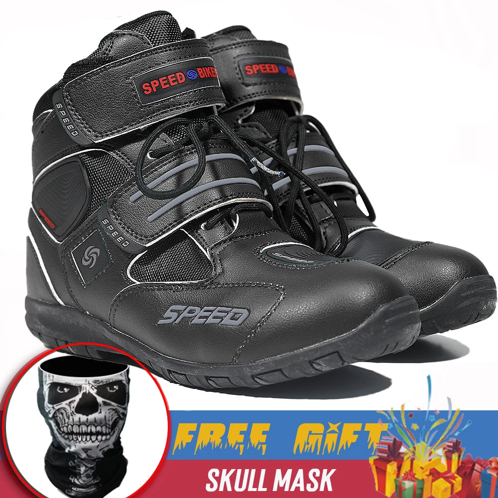 Motorcycle Men's Boots Casual Shoes Microfiber Leather Moto Motocross Riding Boots Motorbiker Shoes Men