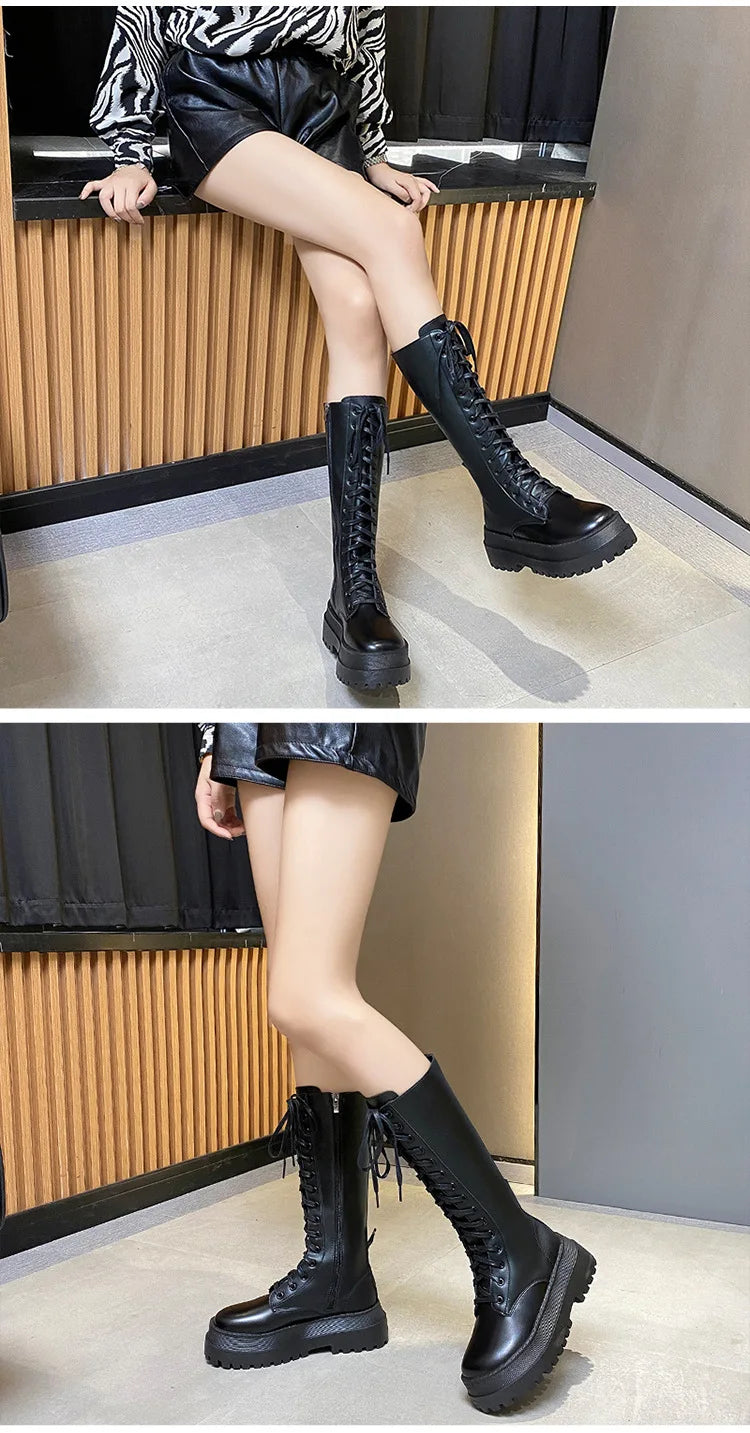 Sexy High Boots Knee-high Pu Boots High Heels For Women Fashion Shoes 2020 Spring Autumn Booties Female Plus Size2021
