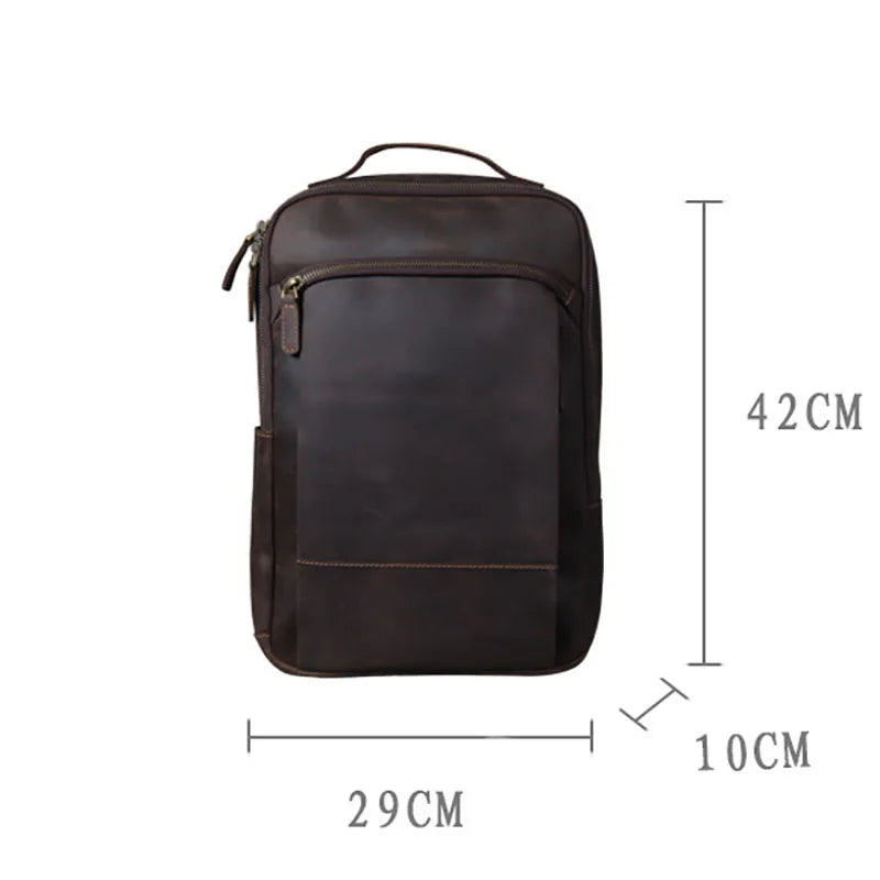Vintage Crazy Horse Genuine Leather Backpack Men Backpack Laptop Leather Daily Bagpack Male Rucksack Trave Hiking Knapsack Large