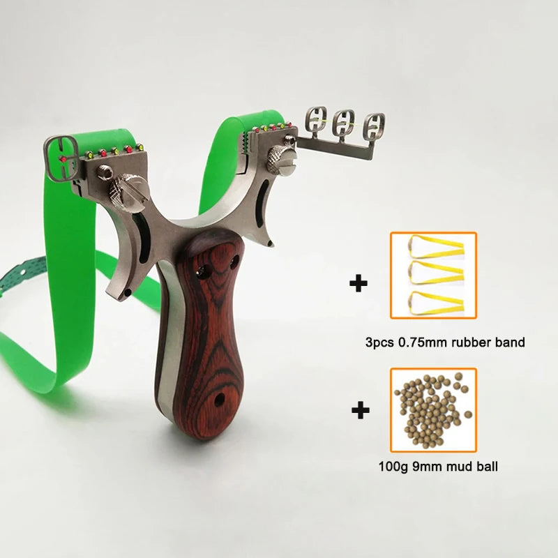 Upgraded Stainless Steel Slingshot with Laser Sight and Sniper Sight Flat Rubber Band Professional Outdoor Hunting Slingshot