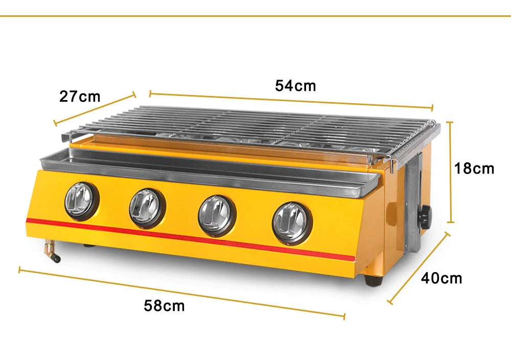 Smokeless LPG Grill 4 Burners Gas BBQ Stove Barbecue Tools For Outdoors Ceramic Burners With Stainless Steel or Glass Covers