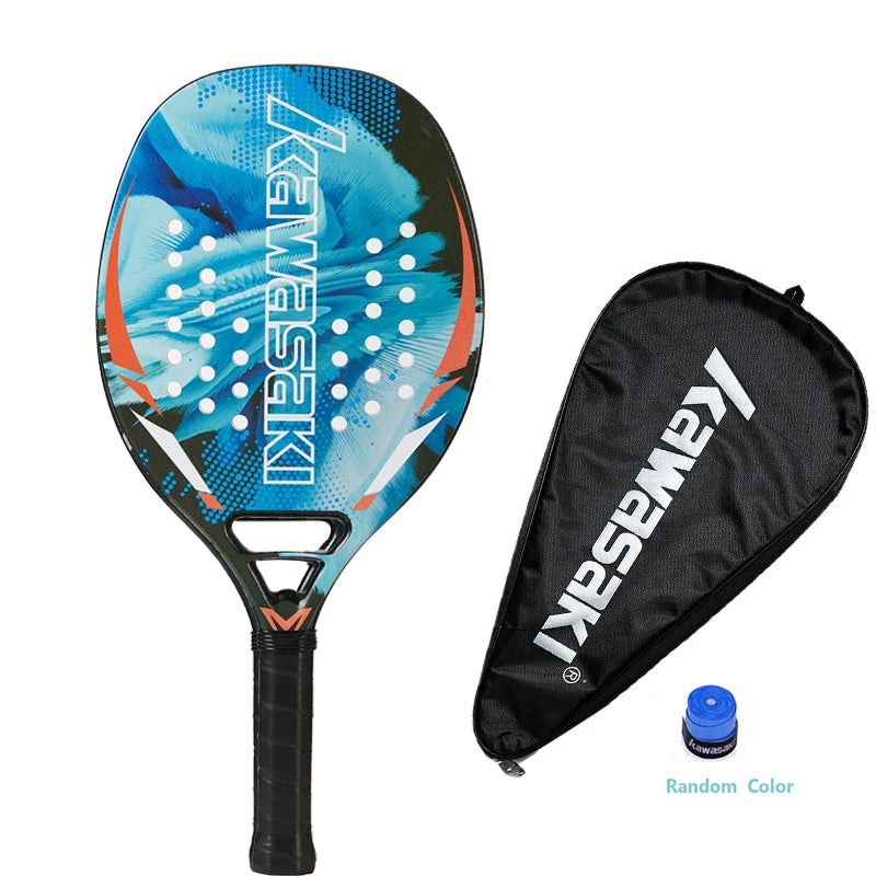 Kawasaki 2022 Padel Tennis Carbon Fiber Soft EVA Face Tennis Paddle Racquet with Padle Bag Cover Beach Tennis Paddle Racket