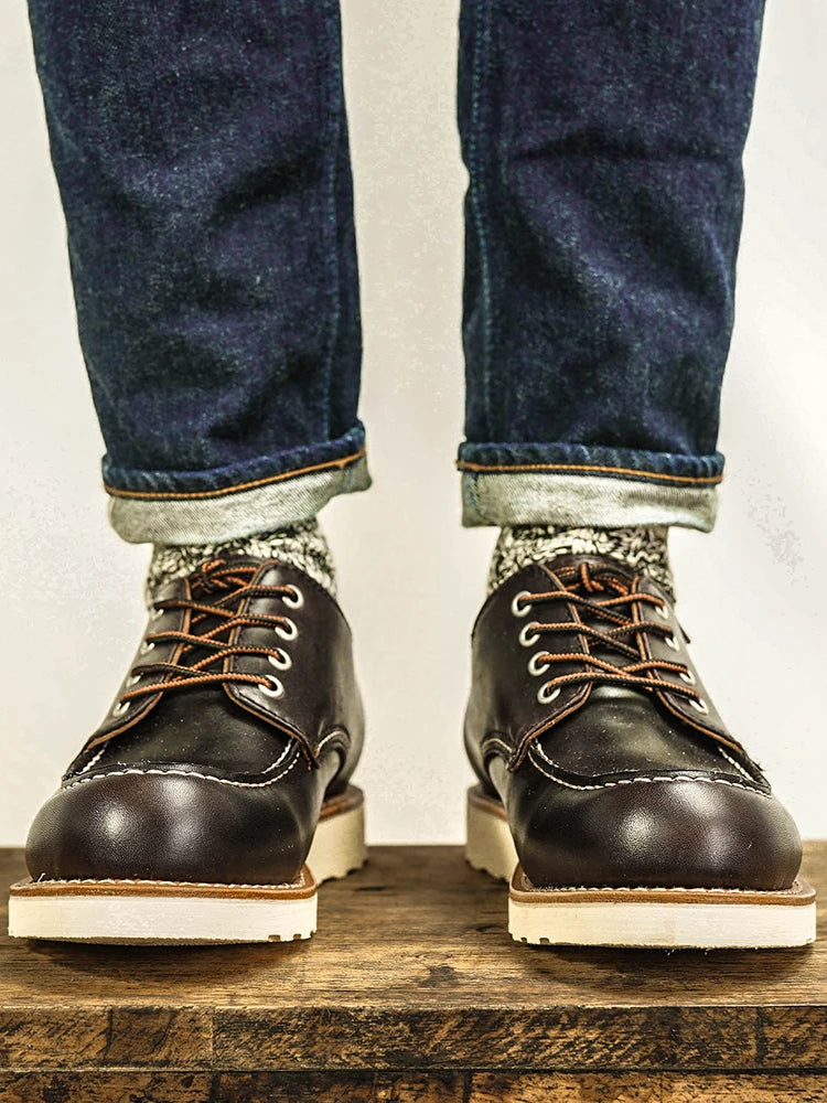 Durable Goodyear-Welted Stitchdown Rugged Style Work Boots Heritage Genuine Leather Moctoeboots Red For Men 1907 Shoes