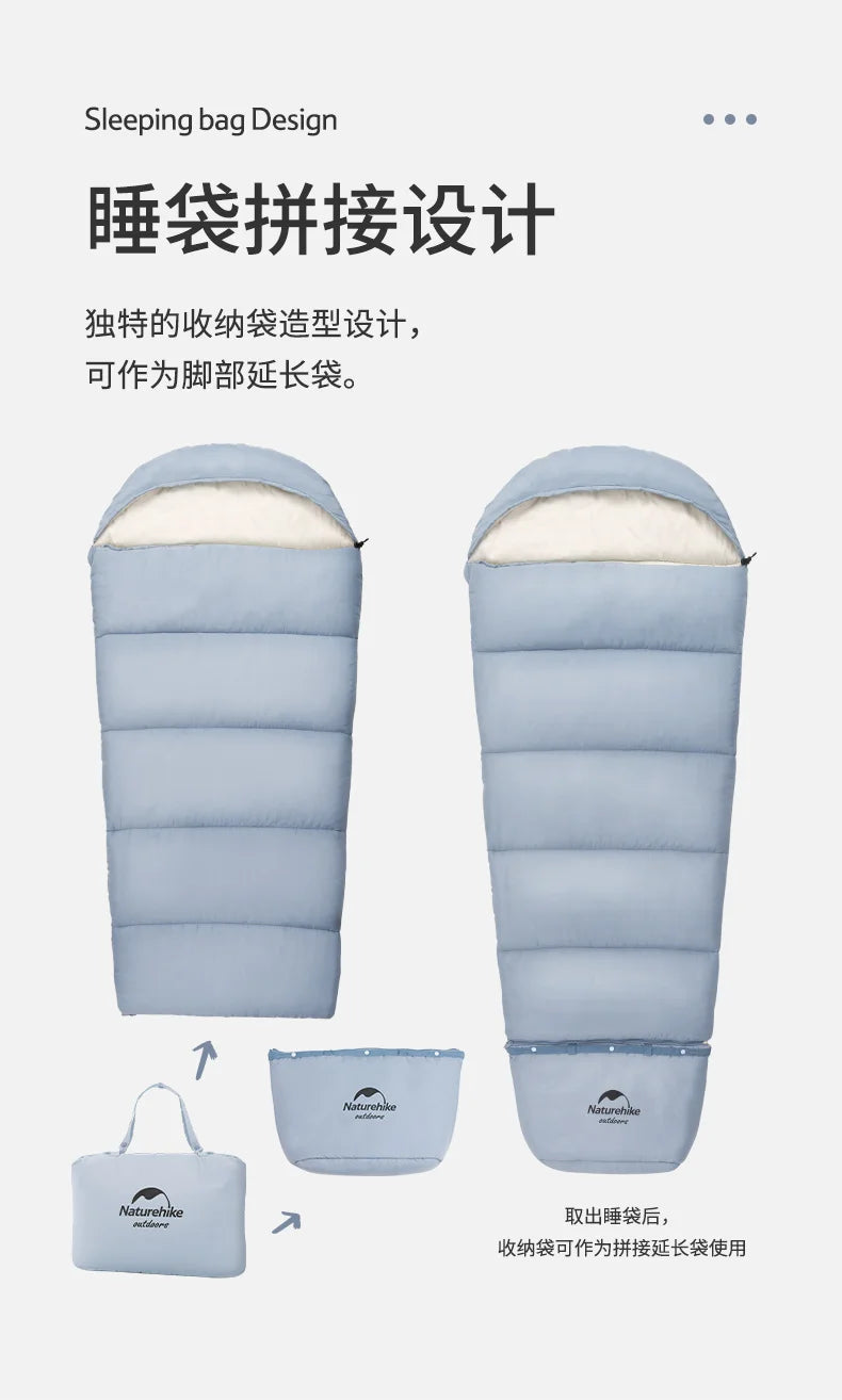 Naturehike-Children's Sleeping Bag, Extended Splicing, Camping, Hiking, Warm, Mummy, Outdoor