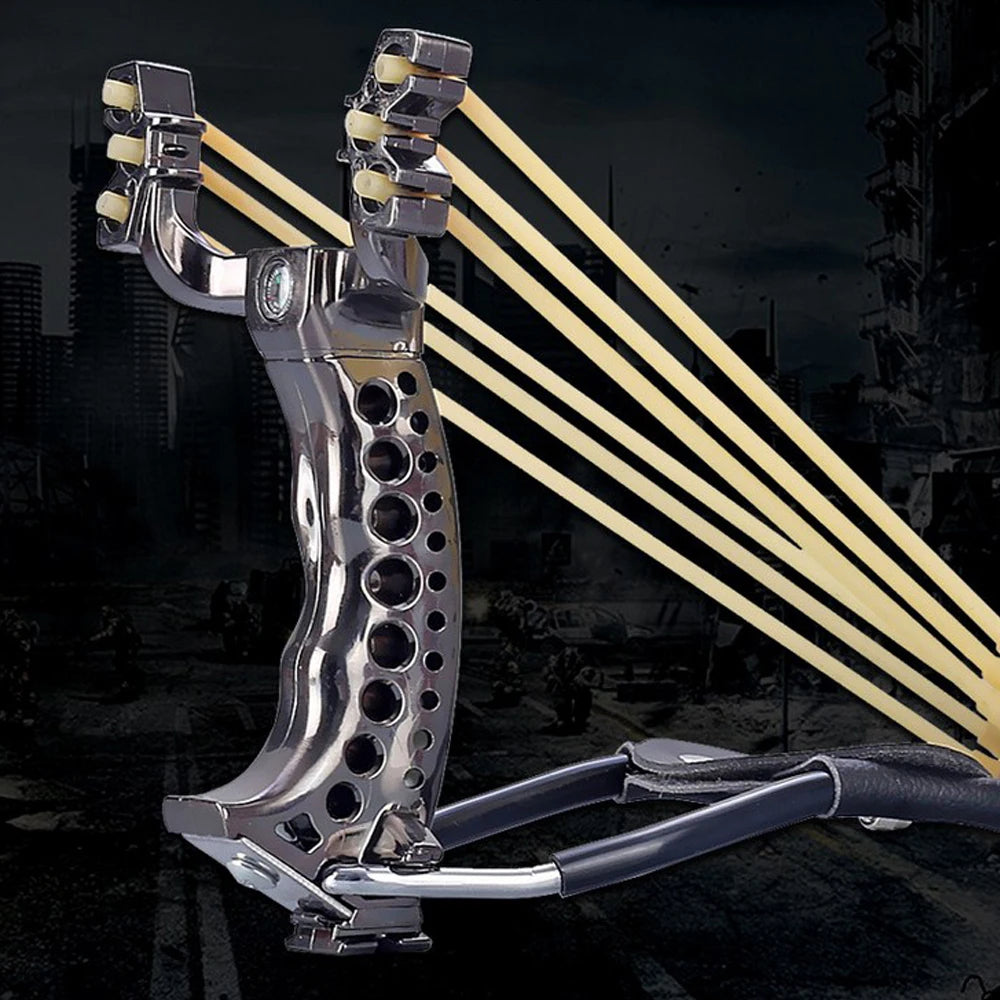 Powerful Hunting Slingshot With Rubber Band Tubing PU Leather Catapult Professional Tactical Plastic Pocket Sling Shot Ball