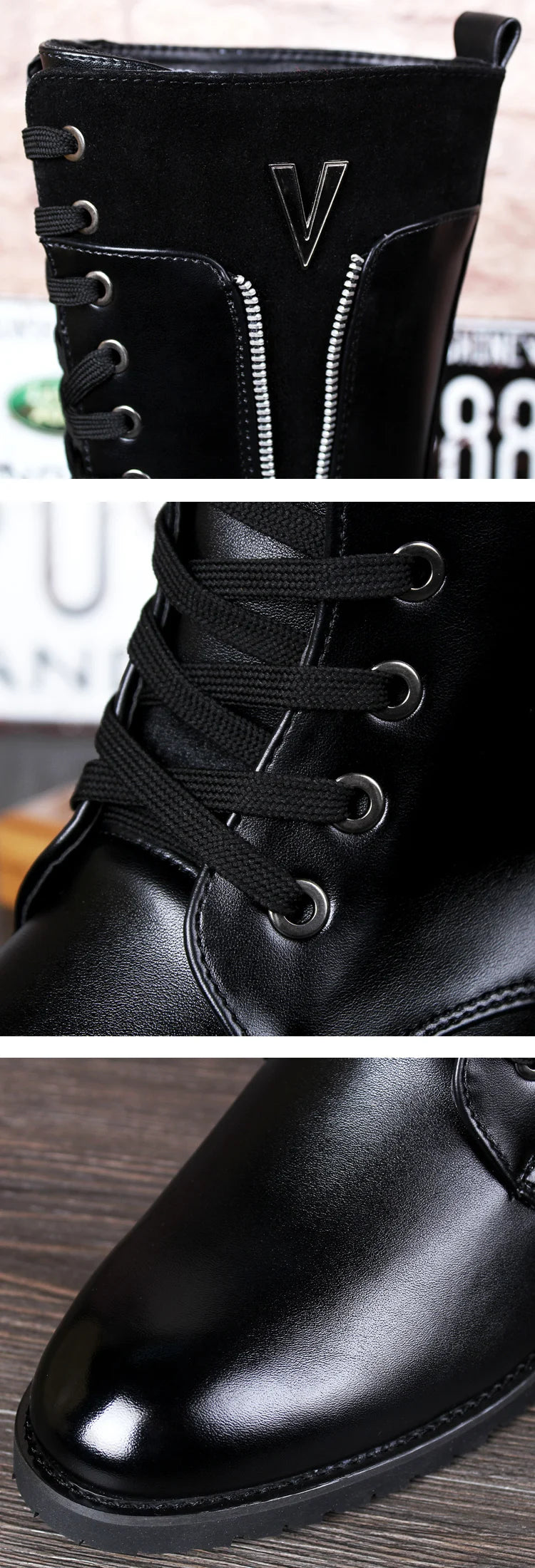 British fashion motorcycle boots for men genuine leather shoes cowboy high boot lace-up long botas masculinas zapatos de hombre