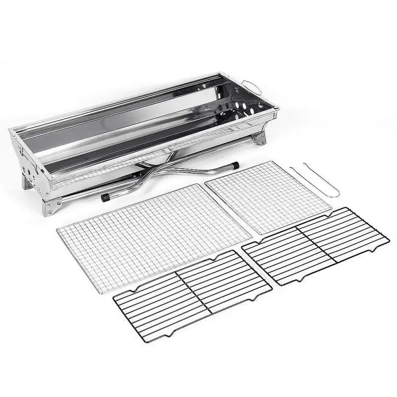 1PCS Non-stick BBQ Grill Portable Stainless Steel Surface Folding Barbecue Grill Outdoor Camping Picnic Tool Barbecue Stove HWC