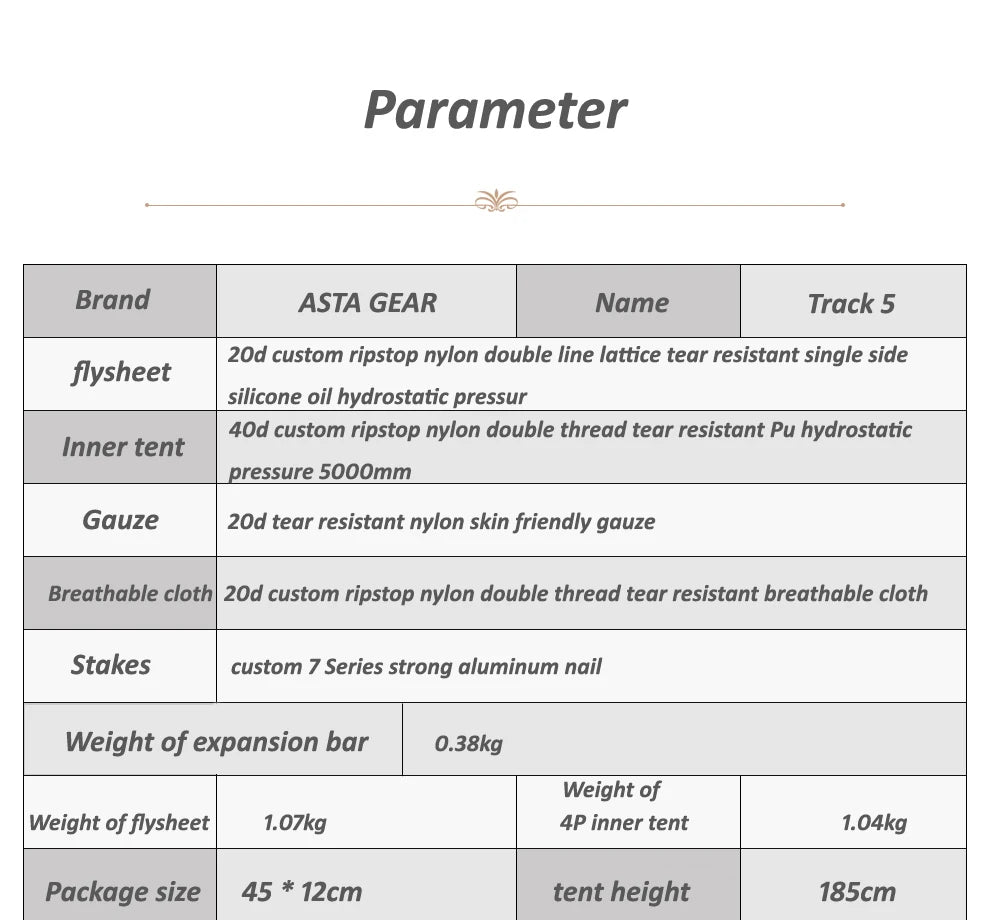 ASTA GEAR Track 5 Pyramid tent bushcraf lightweight 4-5 people outdoor hiking camping with snow skirt rainproof windproof tent