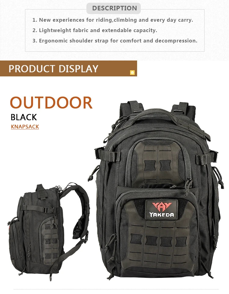 Yakeda fashion strong waterproof EDC laptop bag molle tactico pack tactical day backpack mochila tactico