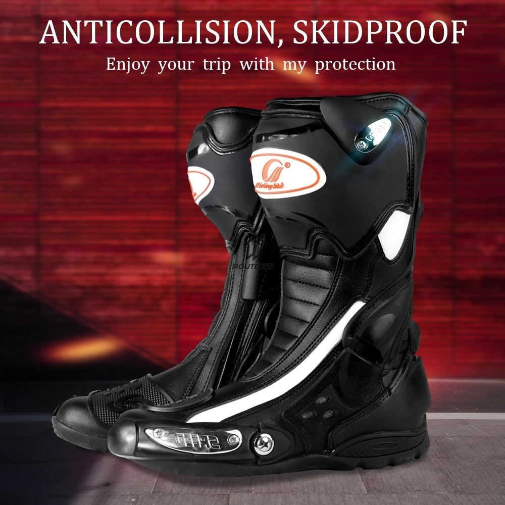 PRO-BIKER Men Motorcycle Boots Waterproof PU Botas Moto Boots Motocross Motorcycle Shoes Protection Motorcycle Long Thigh Boots