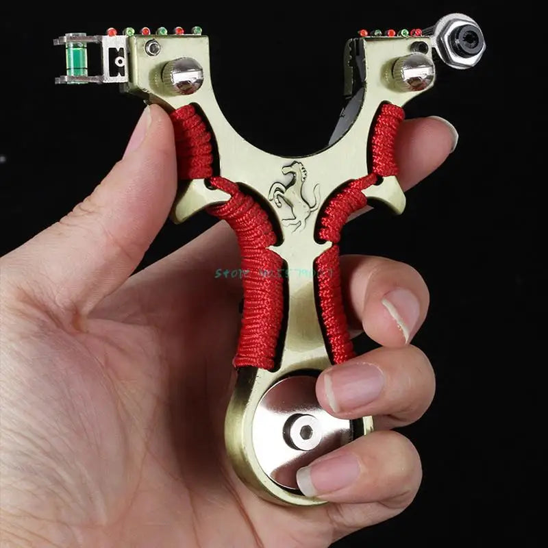 Alloy Slingshot Laser Red Line Flat Leather Hunting Slingshot Professional Shooting Aiming Catapult with Rubber Band Outdoor