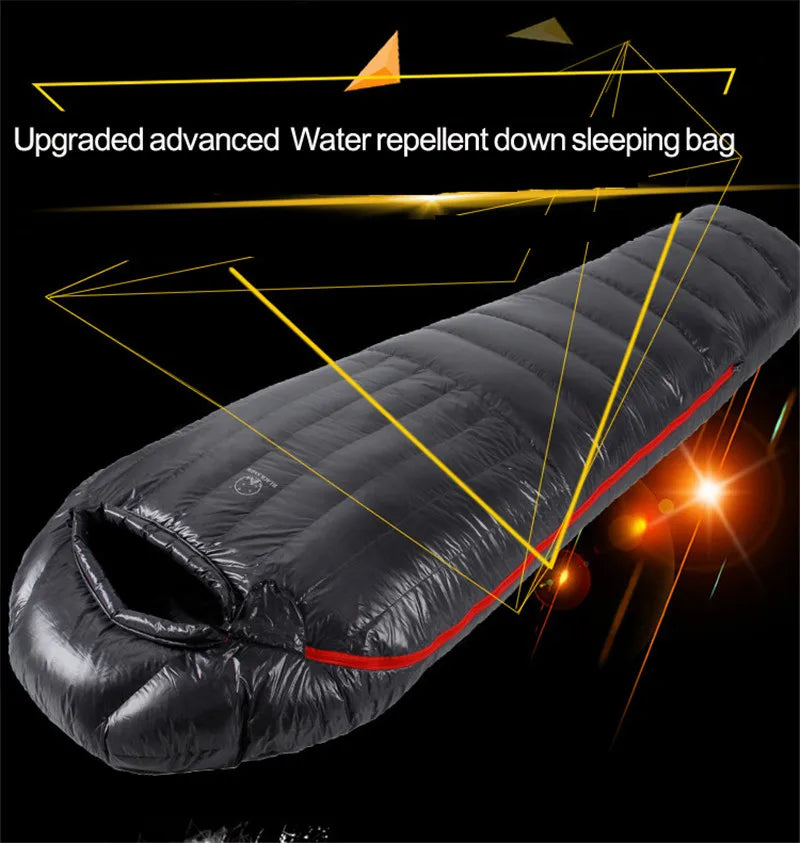 Black Snow Cold Weather Upgraded High-grade White Goose Down Camping Sleeping Bags with Water Repellent Treatment Warm Insulated