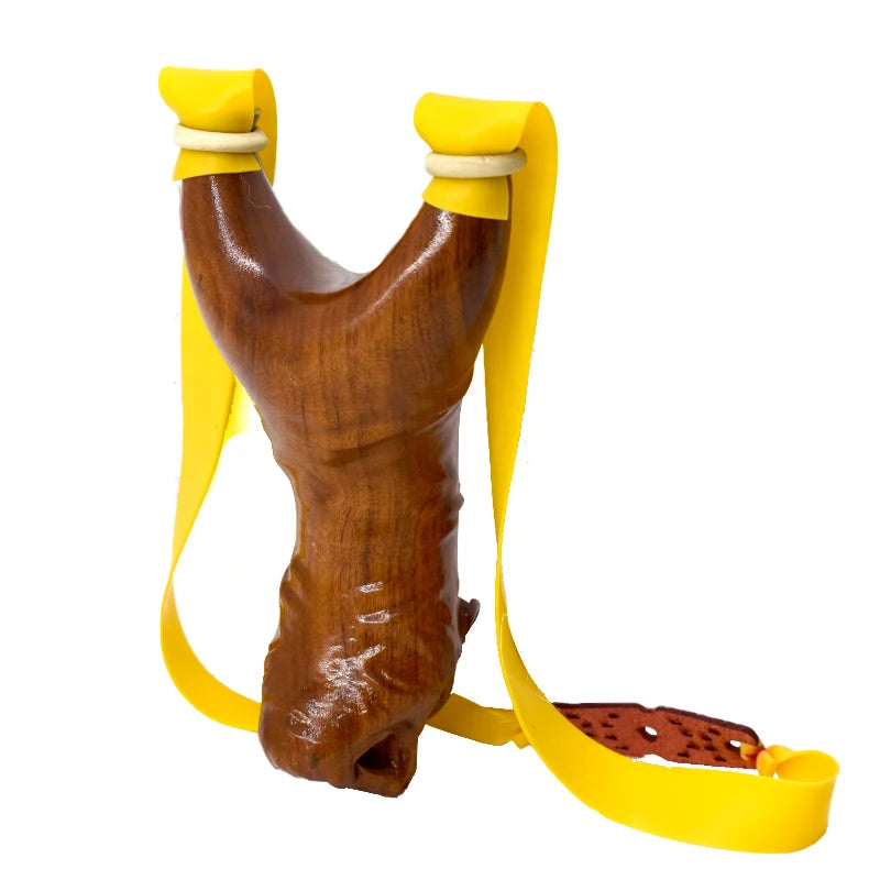 Piaoyu Solid Wood Slingshot Outdoor Catapult Toys Three-Dimensional Carving Wooden Flat Rubber Band Slingshot Shooting
