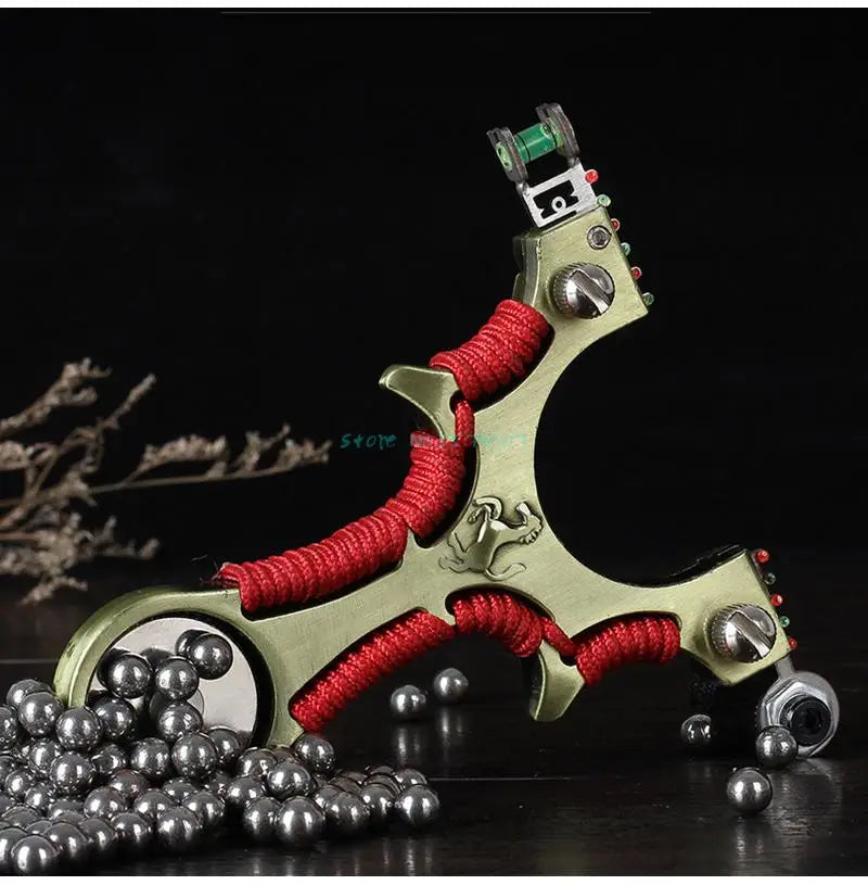 Alloy Slingshot Laser Red Line Flat Leather Hunting Slingshot Professional Shooting Aiming Catapult with Rubber Band Outdoor