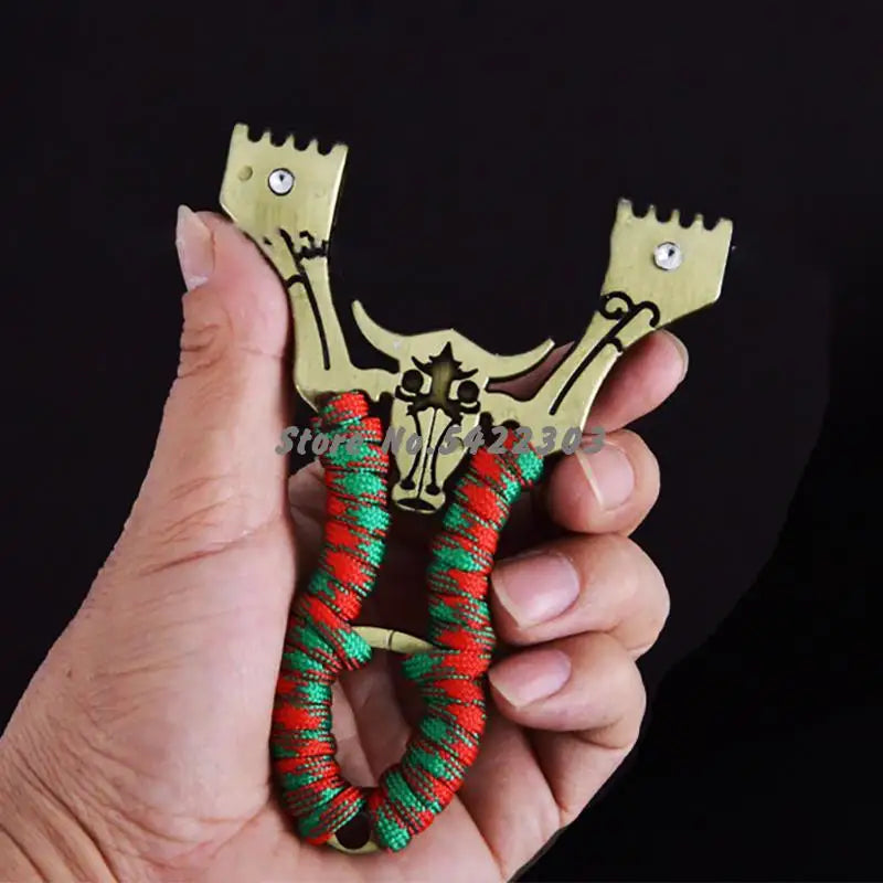 Zinc Alloy Slingshot Catapult for Hunting with Flat Rubber Band Outdoor High-precision Shooting Suitable for Beginners