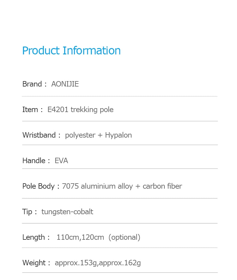 AONIJIE E4201 M-Pole Folding Ultralight Quick Lock Trekking Poles Hiking Pole Race Running Outdoor Walking Stick Carbon Fiber