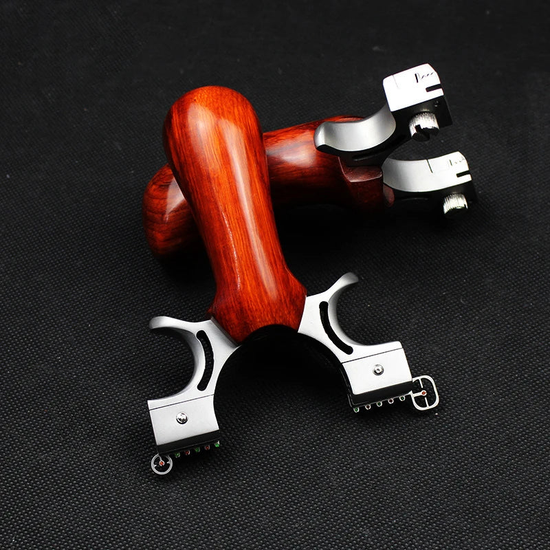 Hunting Slingshot Set Stainless Steel Catapult + Wood Handle with Rubber Band Outdoor High Precise Shooting Games
