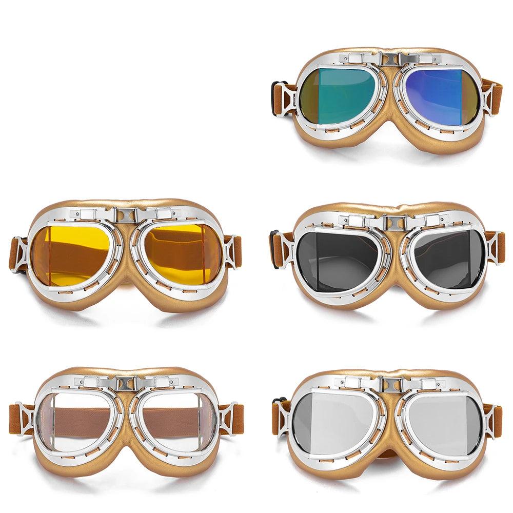 Vintage Motocross Goggles Pilot Cruiser flying Goggles leather Motorcycle Glasses atv Retro Helmet For Cycling Pit bike Eyewear