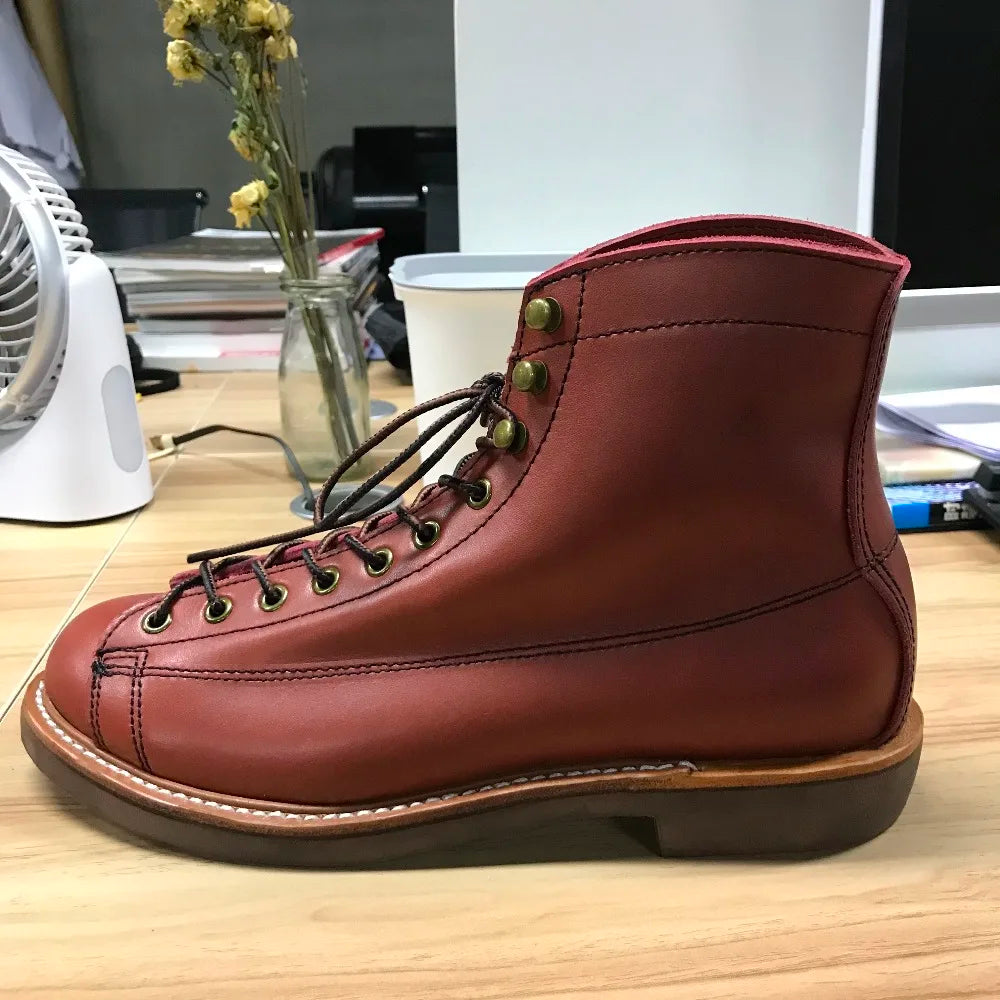 YQ2996 Rock Can Roll Size 35-49 Super Quality Genuine Italian Cow Leather Handmade Durable Goodyear Welted American Work Boots