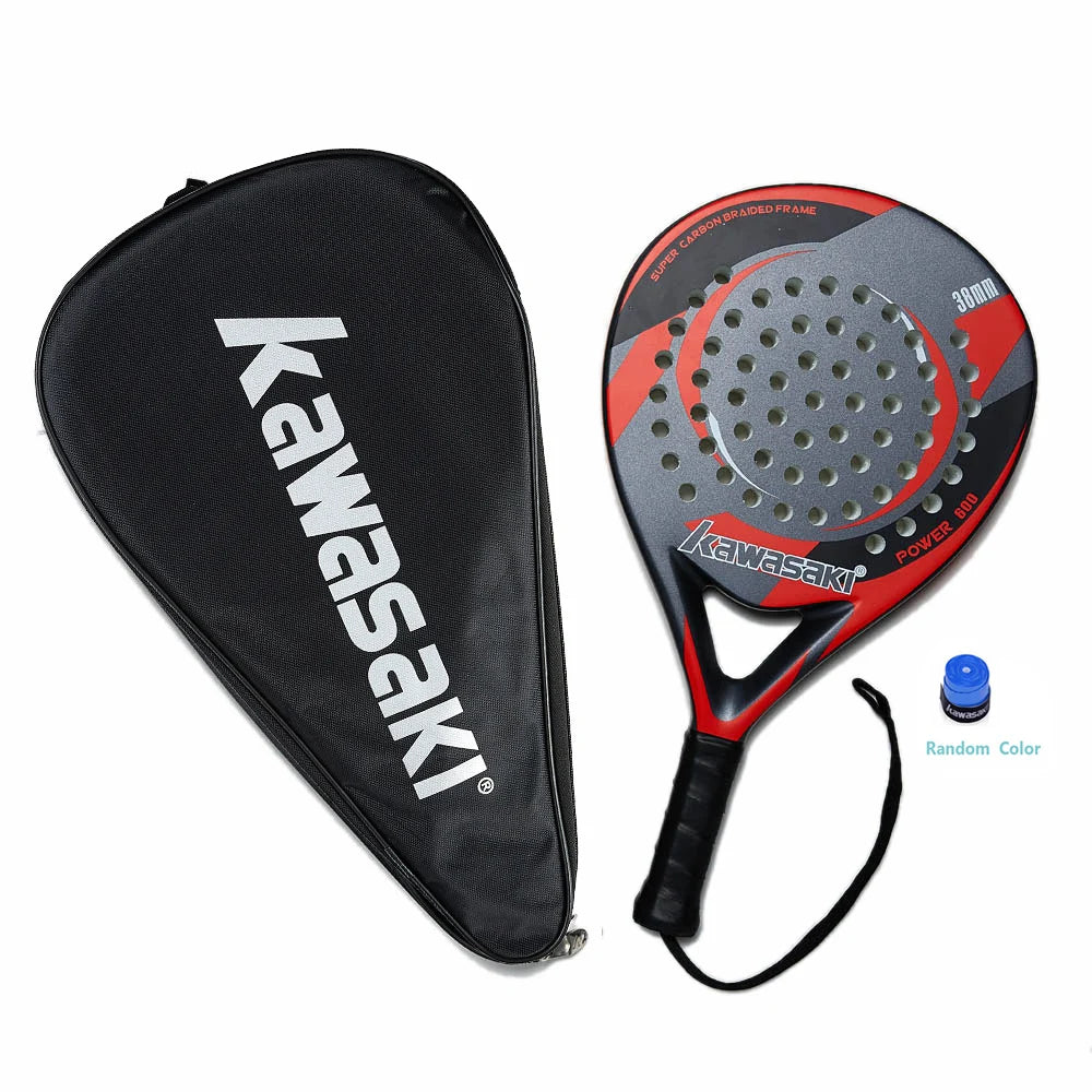 Kawasaki Brand Padel Tennis Carbon Fiber Soft EVA Face Tennis Paddle Racquet Racket with Padle Bag Cover Power 600