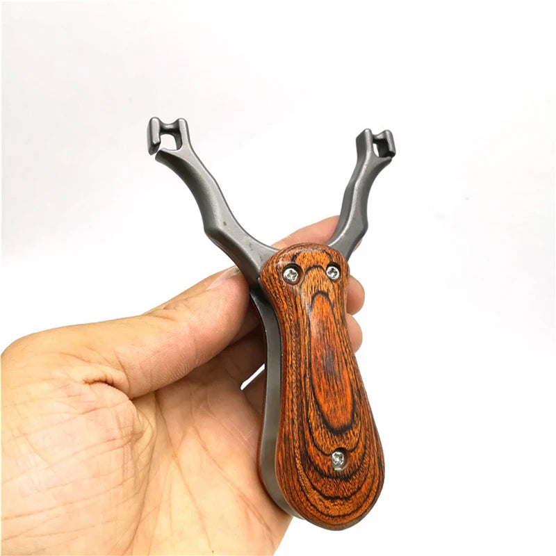 Traditional Stainless Steel Folding Slingshot Small and Portable Technology Wood Patch Slingshot Professional Outdoor Shooting
