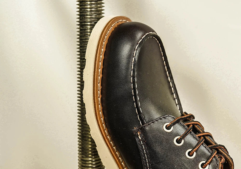 Durable Goodyear-Welted Stitchdown Rugged Style Work Boots Heritage Genuine Leather Moctoeboots Red For Men 1907 Shoes