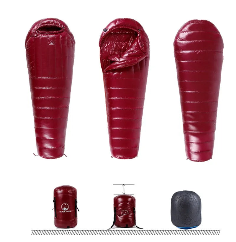 Black Snow Cold Weather Upgraded High-grade White Goose Down Camping Sleeping Bags with Water Repellent Treatment Warm Insulated