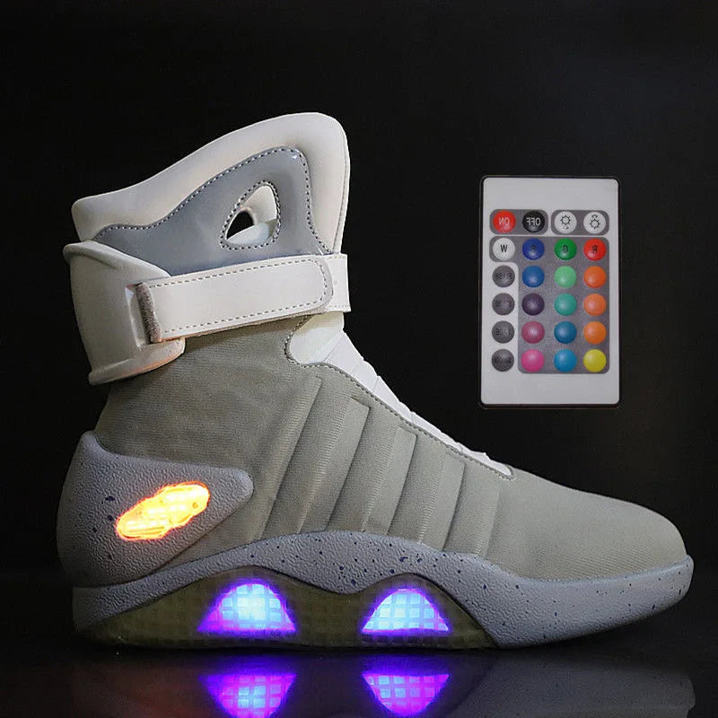 7ipupas Men Boots Adult USB Charging LED Shoes with Remote Control for Men and Women Winter Boots Back to Future Shoes for Party