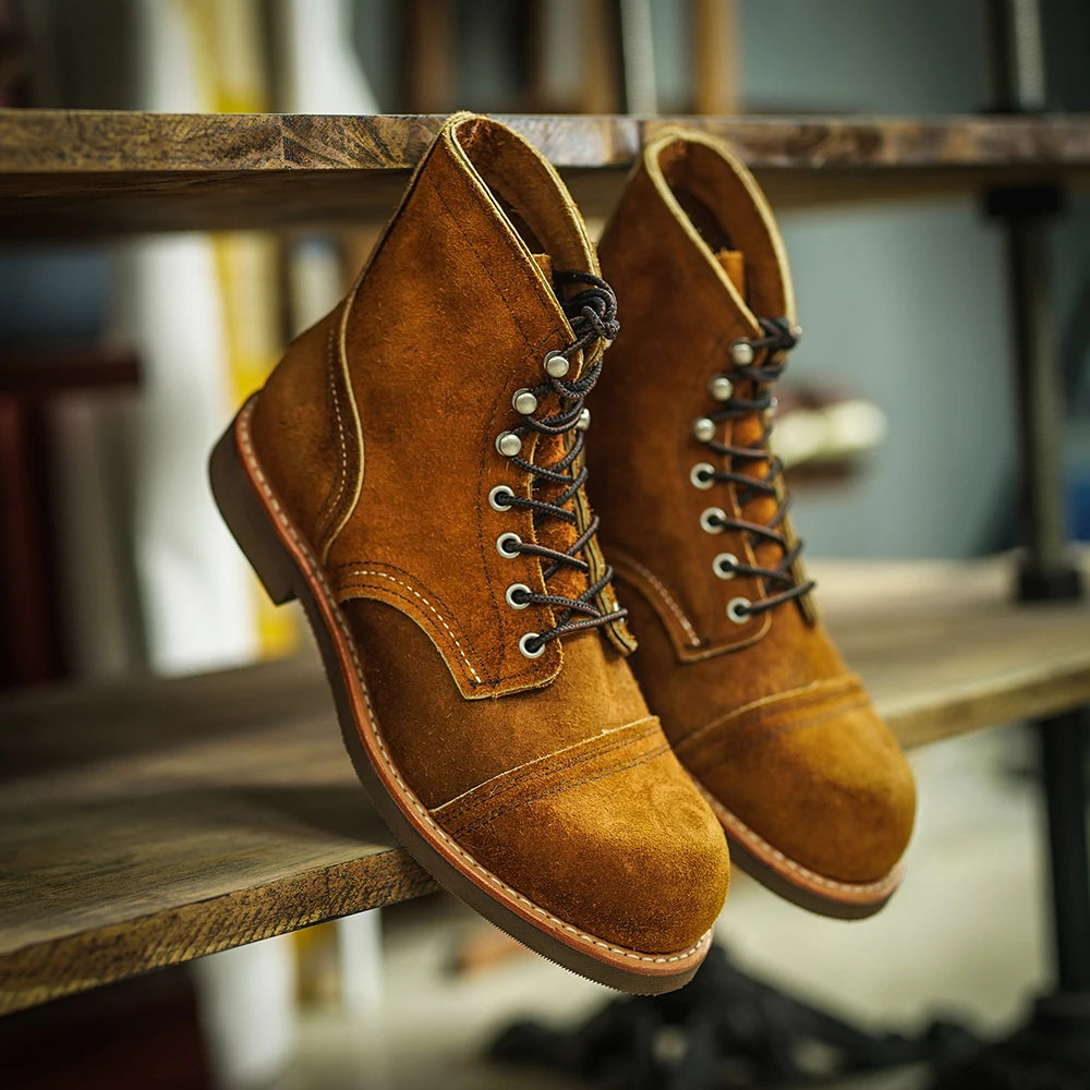 Durable Goodyear-Welted Stitchdown Rugged Style Work Boots Heritage Genuine Leather Moctoeboots Red For Men 1907 Shoes