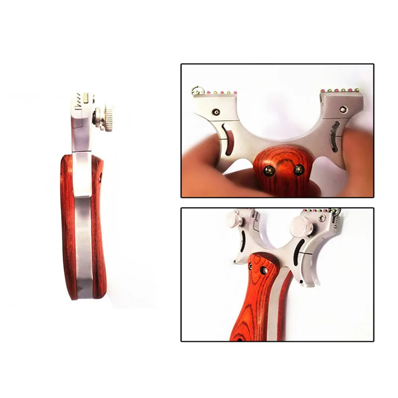 Upgraded Stainless Steel Slingshot with Laser Sight and Sniper Sight Flat Rubber Band Professional Outdoor Hunting Slingshot