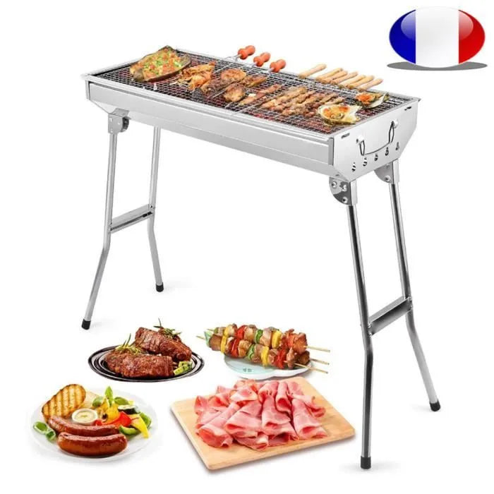 1PCS Non-stick BBQ Grill Portable Stainless Steel Surface Folding Barbecue Grill Outdoor Camping Picnic Tool Barbecue Stove HWC
