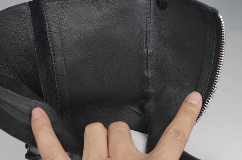 Gothic Mens Thick Platform Mid Calf Boots High Top Lace Up Genuine Leather Motorcycle Boots Zipper Punk Knight Boots Biker Shoes