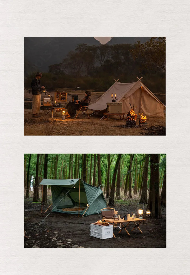 Naturehike Cotton A-Frame Ridge Tent Extended 4.8 3-season Camping Tent with Awning 2 Persons Family Outdoor Travel Waterproof