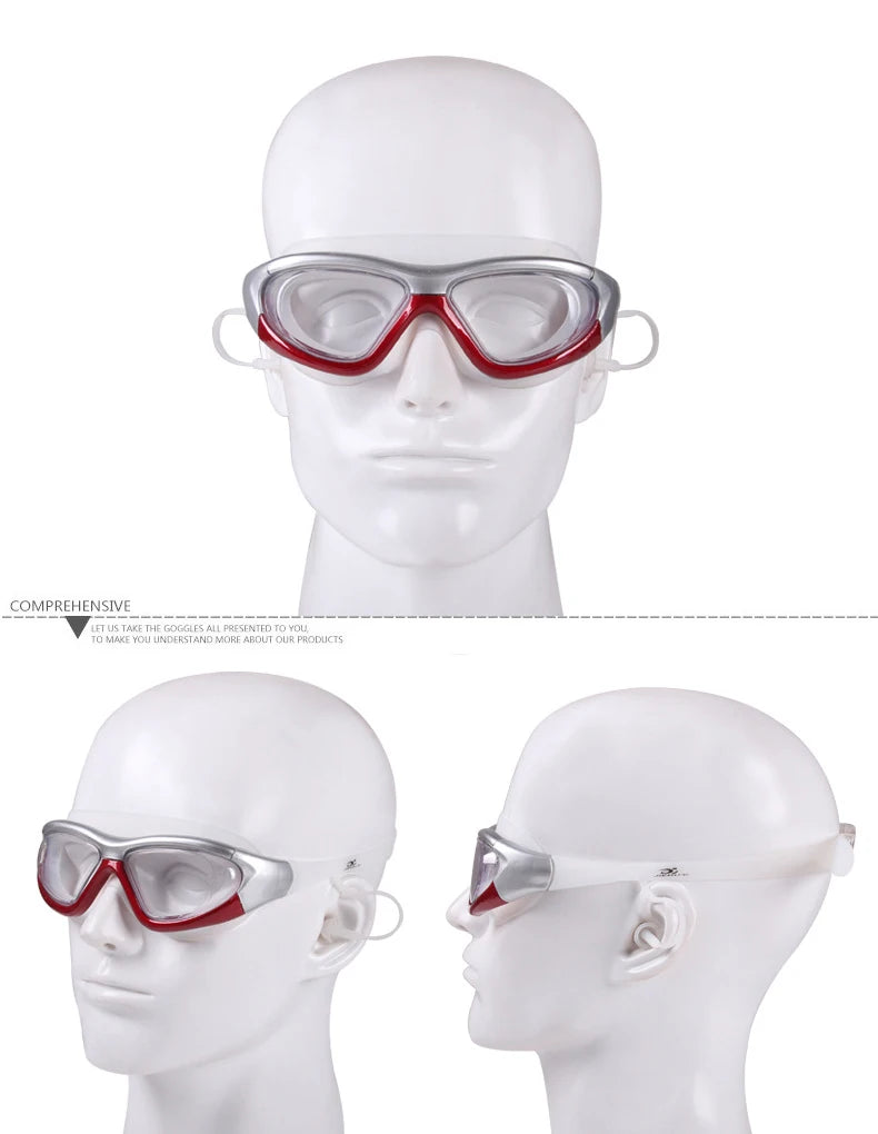 Adult Optical HD Swimming Goggles Anti-fog UV Protection Waterproof Silicone -2 To -9 Myopia Swim Eyewear Glasses with Earplug