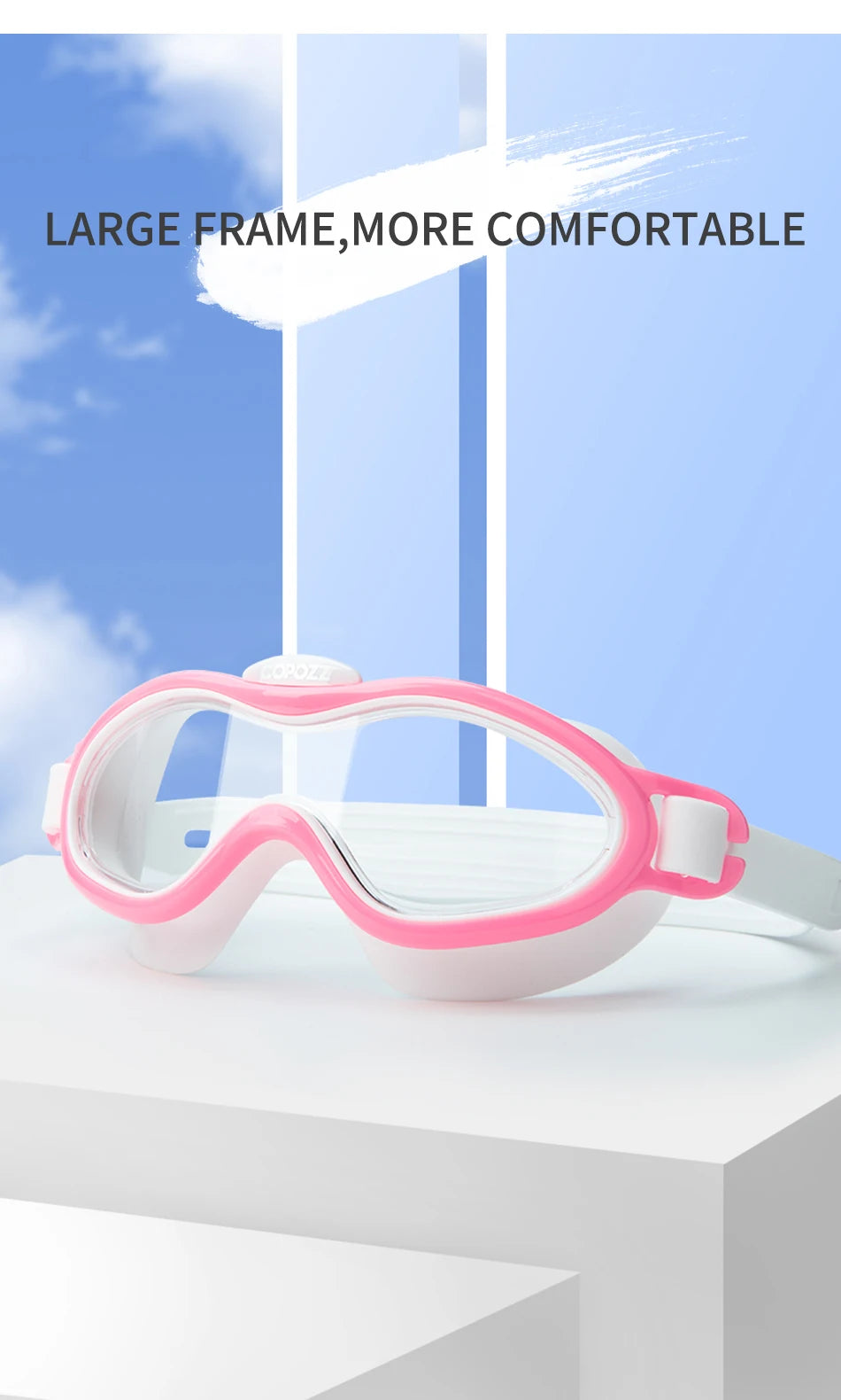 Professional large frame kids Swimming goggles Electroplating HD Anti fog Waterproof Glasses Diving Water sports Goggles Eyewear