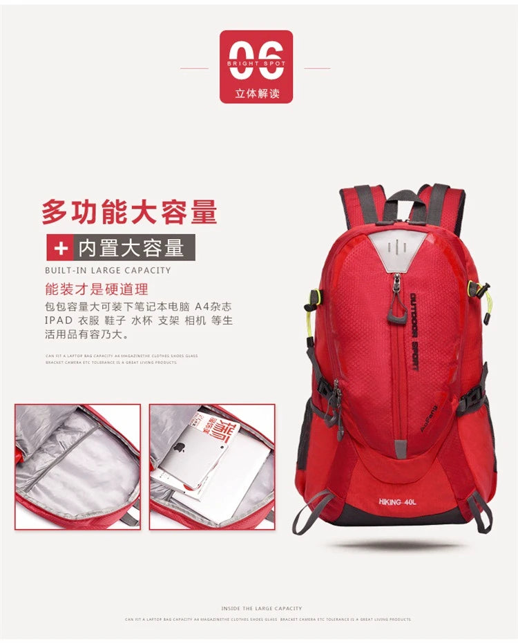 Quality Rucksack Camping Hiking Backpack Sports Bag 2021 Outdoor Travel Backpack Trekk Mountain Climb Equipment 40L Men Women