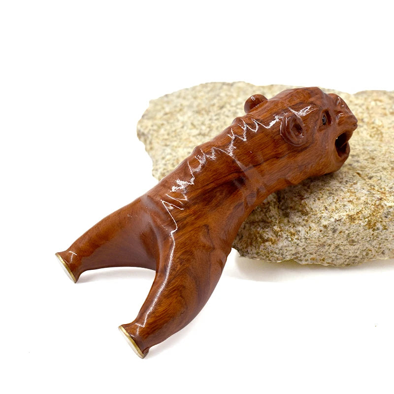 Piaoyu Solid Wood Slingshot Outdoor Catapult Toys Three-Dimensional Carving Wooden Flat Rubber Band Slingshot Shooting