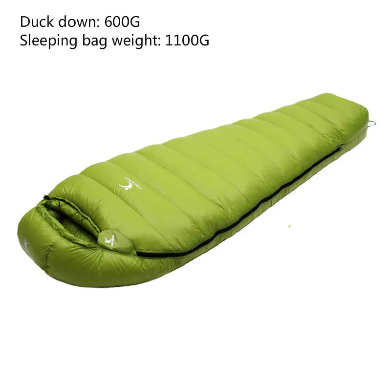 CADENO White Goose Down Filled Adult Mummy Style Sleeping Bag Fit for Winter  Autumn Thermal 10Kinds of Thickness Camping Travel