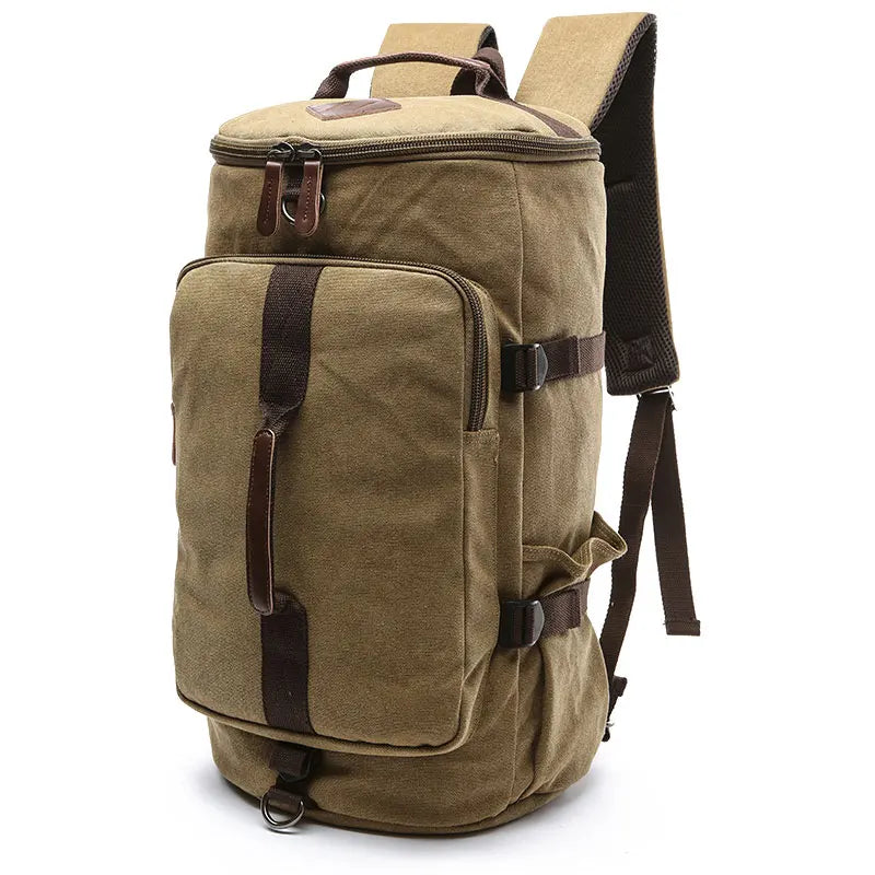 Large Men Cylinder Backpacks Canvas Luggage Shoulder Bags Duffle Hiking Camping Hunting Rucksack Travel Climbing Mountain Bags