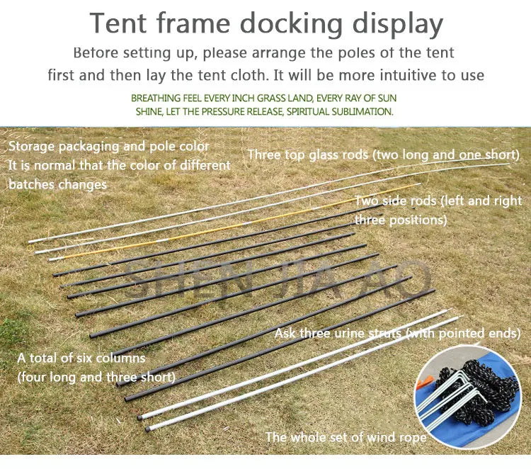 Outdoor Double Deck Two Bedrooms And Four Seasons Camping Waterproof Tent 8-12 People Picnic Large Space Camping Tent