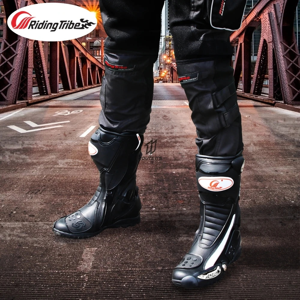 PRO-BIKER Men Motorcycle Boots Waterproof PU Botas Moto Boots Motocross Motorcycle Shoes Protection Motorcycle Long Thigh Boots