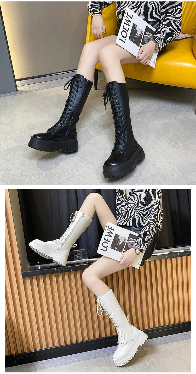 Sexy High Boots Knee-high Pu Boots High Heels For Women Fashion Shoes 2020 Spring Autumn Booties Female Plus Size2021