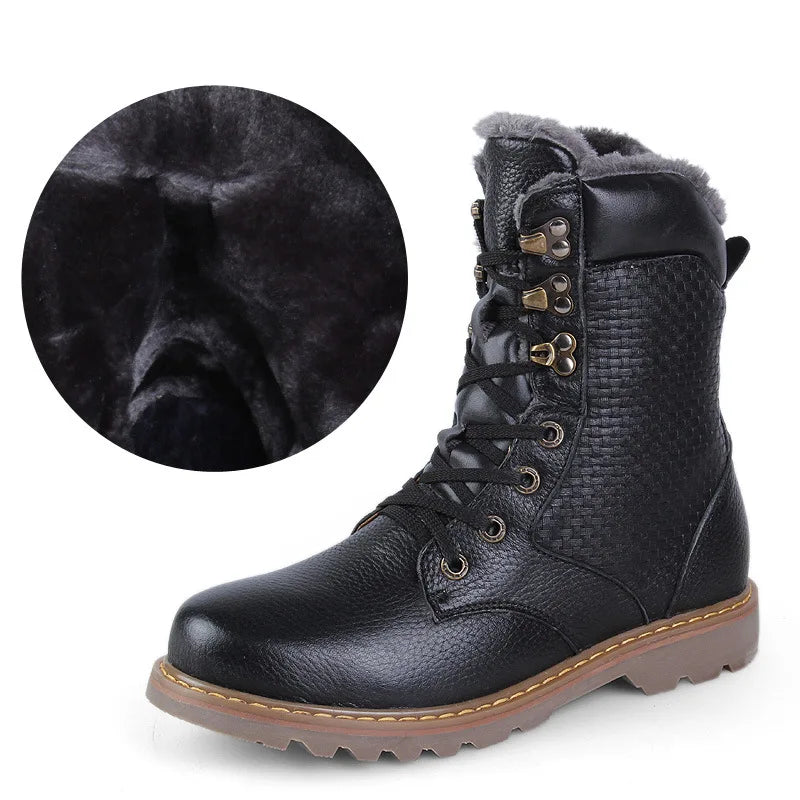 Motorcycle Male Boots velvet Winter Men warm Leather Tooling Shoes Fashion Retro Mid- Calf Male Motorcycle Punk Boots Rock Shoes